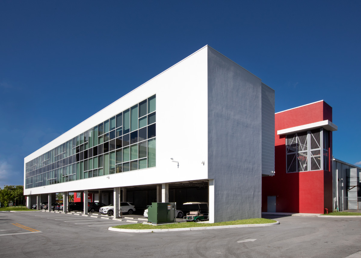 Architectural view of the Mater Academy stem charter high school in Miami, FL